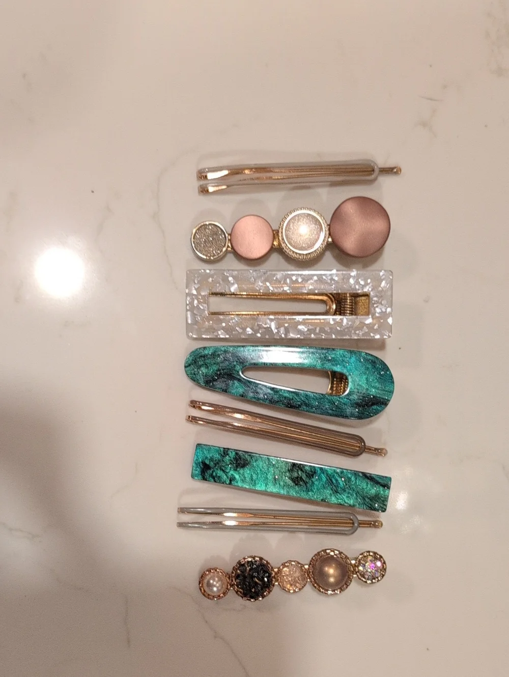 Assorted Green and Rose Gold Women’s Hair Clip Set